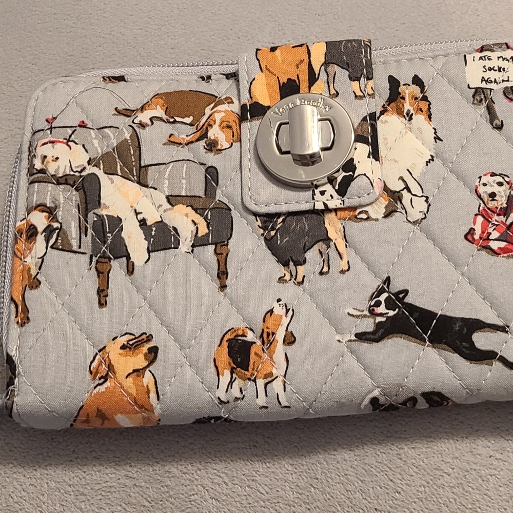 3/$14 Vera Bradley Dog Print Quilted Wallet